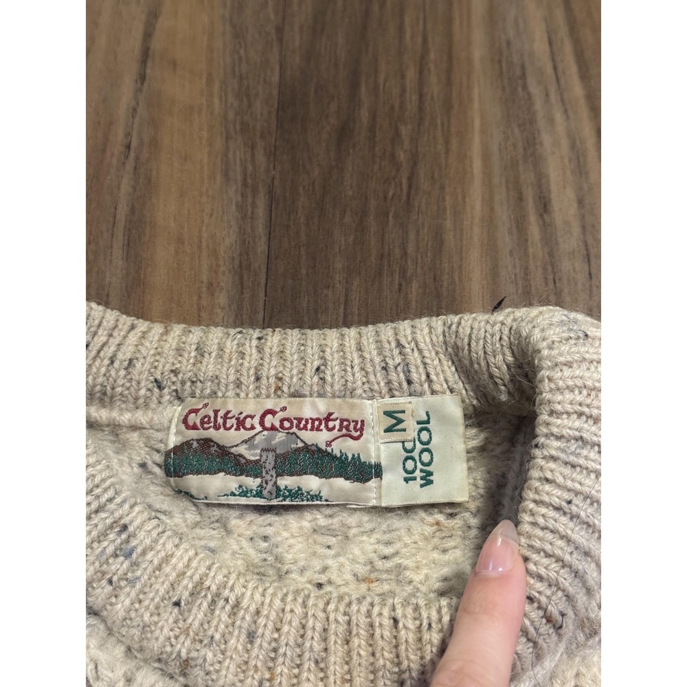 Men's Cable Knit Cardigan Sweater - Cream Speckle - Picture 4 of 6